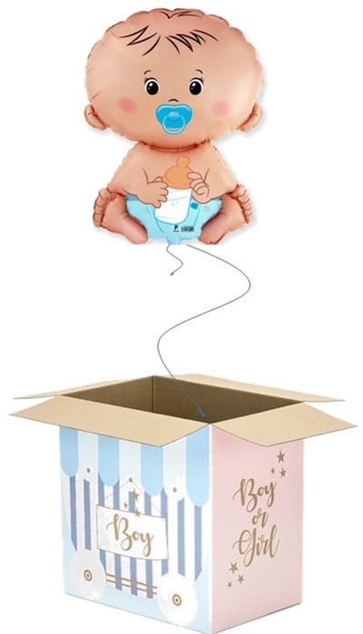 Ballonnen doos Gender reveal met folieballon baby boy.