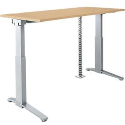 Schäfer Shop Genius bureau ERGOSTYLE S, elektrisch in hoogte verstelbaar, C-voet, B 1600 mm, ahorn/aluminium-zilver, Memorymaster, kabelslang