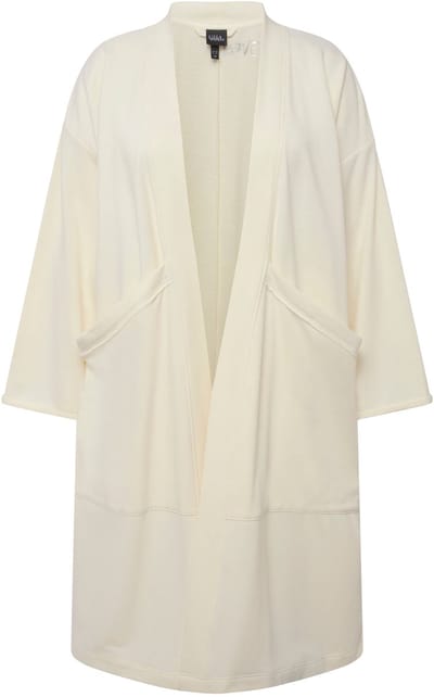 Ulla Popken - Dames - Loungewear lange jas oversized knuffelzacht extra lang - Krijt - Maat 42+