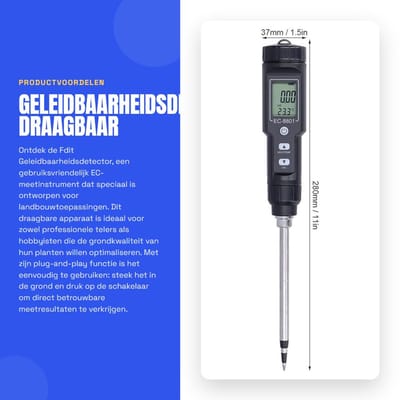 Dailygoods - Geleidbaarheidsdetector - Draagbaar EC-meetinstrument - Voor landbouw en laboratorium - Standaard - Ideaal voor tuinbouw - Eenvoudig en e...