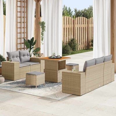 vidaXL - Tuinbank - Set - 8 - st - 8-Aantal - zitplaatsen - Beige - en - Lichtgrijs