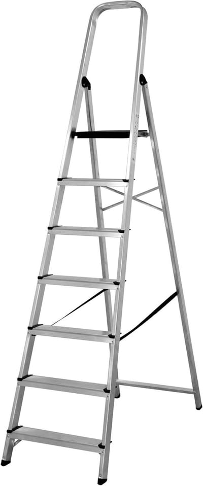 Opvouwbare Aluminium Ladder met Handgreep - 7 Treden, Licht en Stabiel voor Huishoudelijk en Professioneel Gebruik