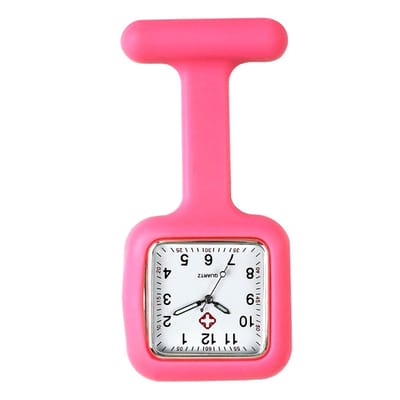 Fako® - Verpleegstershorloge - Zusterhorloge - Verpleegster Horloge - Siliconen Vierkant - Donkerroze