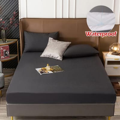 Stevige waterdichte matrashoes beschermer elastische band schuren ademend anti-mijt bedovertrek matrassen koningin koning voor thuis 90x200cm donkergrijze kleur