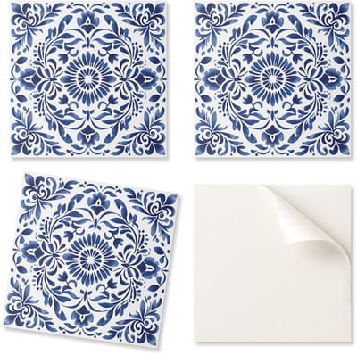 Zelfklevende vinyltegels met bloemenprint en ornamenten, 20x20x20 cm