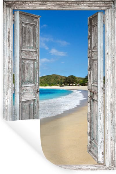 Muurstickers - Sticker Folie - Zee - Tropical - Doorkijk - Strand - 20x30 cm - Plakfolie - Muurstickers Kinderkamer - Zelfklevend Behang - Zelfklevend behangpapier - Stickerfolie
