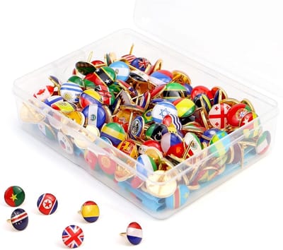 Decoratieve Nationale Vlaggen Spelden - 200 Stuks voor Wereldkaart, Reisplannen en Kantoordecoratie