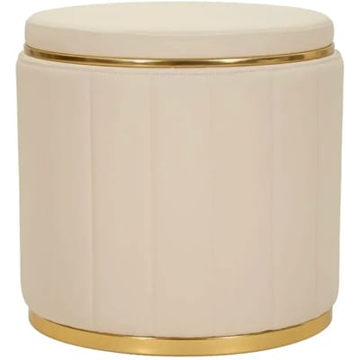 Poef London Pouf With Storage Cream Ø 46,5×44 cm