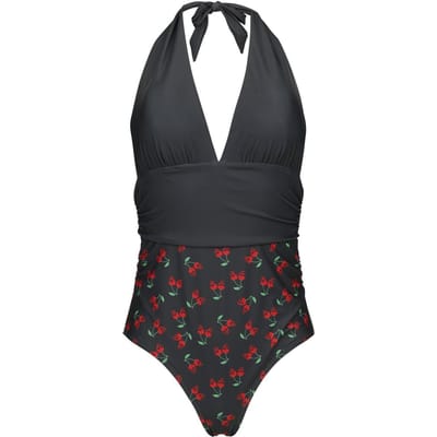 Rock Rebel by EMP - Rock Zwempak - Skull Cherry Swimsuit - S - voor Vrouwen - zwart