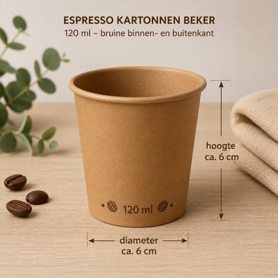 100x Beker espresso karton wegwerp kraft bruin 120ml - Espresso - Koffie thee chocomel soep drank water beker karton