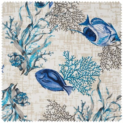 Motiefstof linnenlook "Azzurro"
