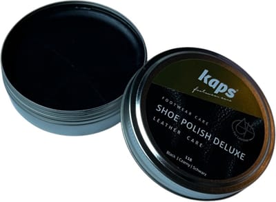 Kaps Shoe Polish Blik - Creme met was voor alle soorten gladleer - verzorgt het leer - geeft glans - (118) Zwart - 50ml