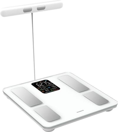 Klausberg 7857 - Slimme Bluetooth Personenweegschaal met Lichaamsanalyse en Handgreep – Gewicht, BMI, Vetpercentage, Spiermassa, Kleurendisplay -wit