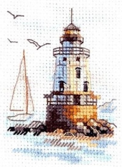 Borduurpakket Alisa Sunny Morning-Lighthouse - Zonnige dag bij de Vuurtoren - telpatroon om zelf te borduren