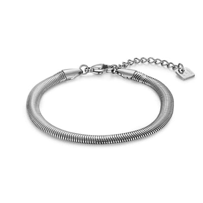 Twice As Nice Armband in edelstaal, platte slang, 5 mm 15cm+3cm