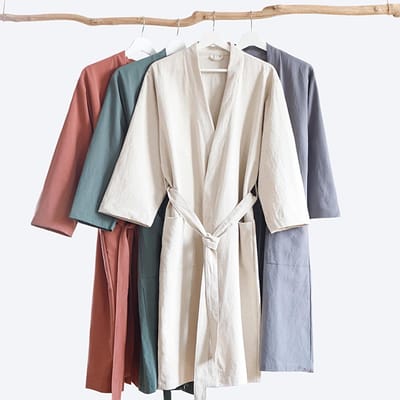 Unisex Katoen Linnen Kimono Badjas Lichtgewicht Sahsa Spa Badekleding