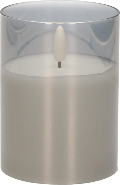 Cepewa LED Kaars - met timer - grijs - glas - 7 x 10 cm - met timer - Woondecoratie - Elektrische kaarsen