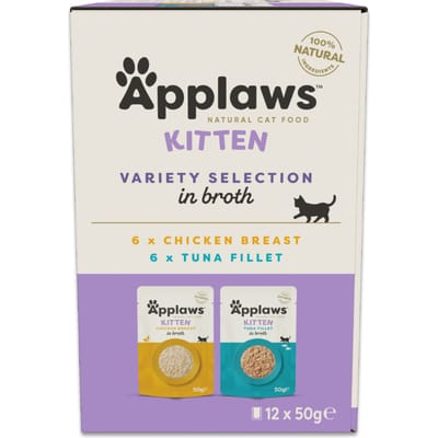 12x50g Kip- en Tonijnselectie Applaws Natural Kitten in bouillon nat kattenvoer
