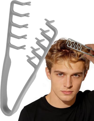 Professionele Styling Kam voor Mannen en Vrouwen - Ideaal voor Krullen en Pony's - Grijze Kam met Textuur voor Perfecte Haarstyling