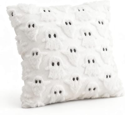 Halloween Kussenhoes 45 x 45 cm met Geesten Motief - Zachte Pluche Decoratieve Kussenhoes voor Sofa, Bed en Auto - Perfect voor Halloween Versiering