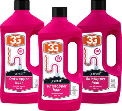 3x 3G Professioneel Expert Ontstopper haar - Haarontstopper - 1000 ml - Afvoer Ontstopper - Riool Ontstopper - Vloeibare Ontstopper - Badkamer - Doucheputje - 3-Pack