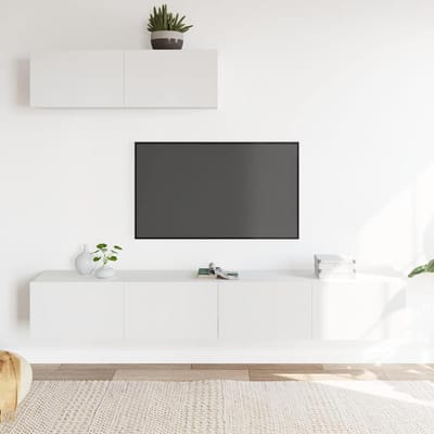 vidaXL - 3-delige - Tv-meubelset - bewerkt - hout - wit