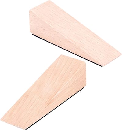 Houten Deurstoppers - Deurwiggen Deurwig - Binnendeuren Beveiligen - Antislip Driehoekig Ontwerp - 9 x 2.9 x 2.8 cm - Beige