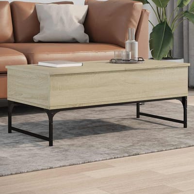 vidaXL - Salontafel - 100x50x40 - cm - bewerkt - hout - en - metaal - sonoma - eiken