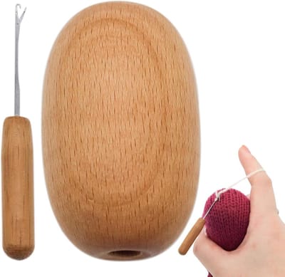 Sokkenstop Gereedschap - Vulpen Hout - Kleding Repareren - Comfortabele Ei Vorm - 6 x 3.7 cm - Houtkleur
