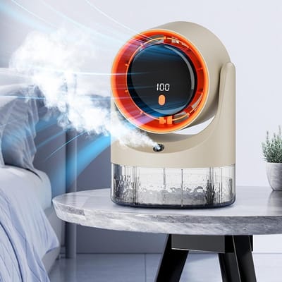 LISM bureauventilator, 100 windsnelheden, oplaadbaar, stille koeling; kleine persoonlijke ventilator geschikt voor kantoren, huizen, slaapkamers, studentenkamers, zomergebruik, draagbaar, verstelbaar, krachtige mini-luchtkoeler.