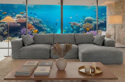 Luxe 3-zits Loungesofa Corduroy – - Grijs - Corduroy – Moderne Hoekbank Rechts - Medahomestore
