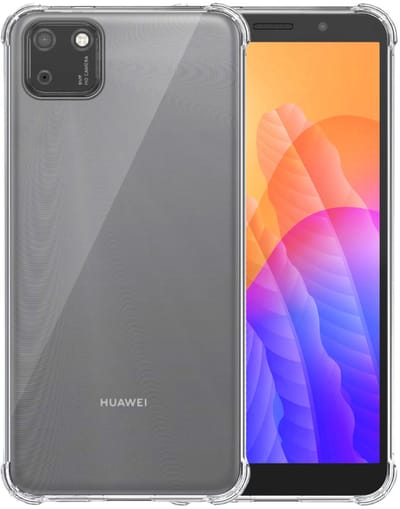 Smartphonica Telefoonhoesje Geschikt voor Huawei Y5P Transparant Schokbestendig - Shockproof TPU SIliconen Backcover Case met Stootrand Doorzichtig