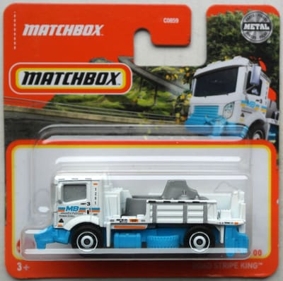MATCHBOX STREET CLEANER MBX ROAD STRIPE KING TRUCK 60-100 BLEU WHITE (1:64) METAL