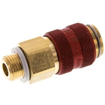 Messing DN 5 Rood Luchtkoppeling Snelkoppeling G 1/8 inch Buitendraad - CLS5-M-B-RED-018