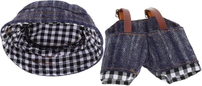 Poppenkleding Set - Pluche Accessoires - Poppen Aankleden - Denim Stijl - 8.5 x 8.5 cm - Multicolor