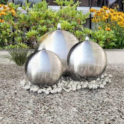 Maison Exclusive - 3 stuks Tuinfonteinbollen met LED Roestvrij staal