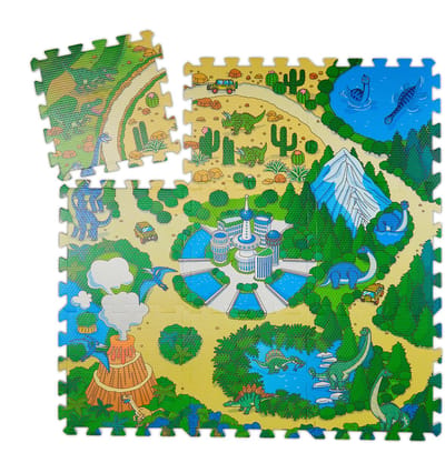 speelmat dinosaurus - 9-delige puzzelmat - 90x90 cm - foam