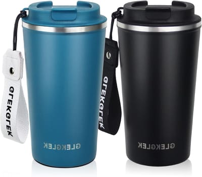 Dubbelpack 510ml Isolerende Thermosbeker met Lekvrije Deksel - Ideaal voor Koffie, Thee en Reizen voor Mannen en Vrouwen