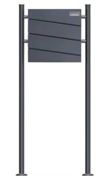 SCHARTEC SBS-SPB-1 Design staande brievenbus, vrijstaand, antraciet, met krantenvak, staande brievenbus