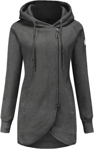 Dames Sweatshirt met Capuchon en Rits - Donkergrijs - Casual Hoodie