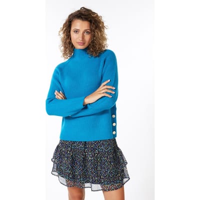 EsQualo Sweater Raglan Snap Button Petrol Maat: XXL | Sweaters Outlet | Dames | Blauw