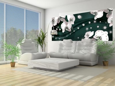 Flowers Orchids Pattern Photo Wallcovering