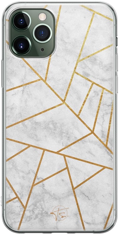 Hoesje geschikt voor iPhone 11 Pro - Geometrisch marmer - Soft Case - TPU - Marmer - Grijs - Mooie Telefoonhoesjes