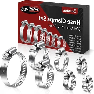 Set van 22 RVS Slangklemmen 6 - 51 mm Verstelbare Schroefklemmen voor Tuinslang, Zwembadslang en Gasleiding in 7 Maten