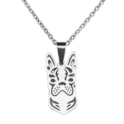 Fako Bijoux® - Ketting Met Hanger - Stainless Steel - RVS - Staal - Hond - Hondenkop - Terriër - Zilverkleurig