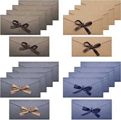 Dailygoods - 20 Stuks Retro Kraftpapier Enveloppen - Met Gekleurde Linten voor Uitnodigingen