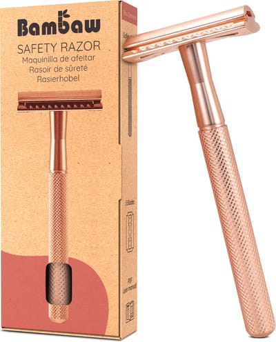 Bambaw Metalen Scheermes – Scheermesjes mannen vrouwen – Safety Razor Mannen – Safety Razor voor vrouwen – Voor Double Edge Mesjes - Roségoud