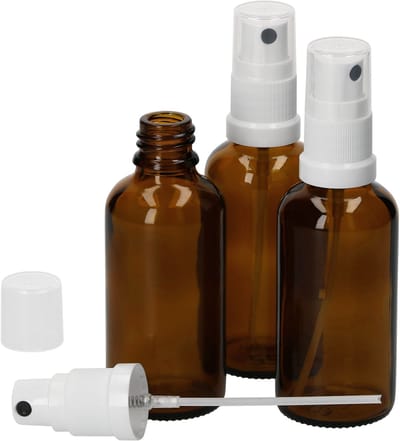 Set van 3 apothekersflessen Glazen fles bruin 50ml met sproeikopdeksel