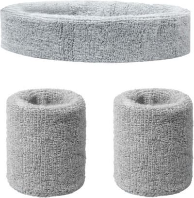 Finnacle - "3-stks Zweetbandjes Set: Hoofd \& Pols - - Licht Grijs"