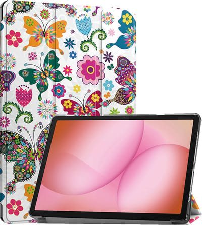 Hoes - Geschikt voor Samsung Galaxy Tab A11 Plus - Dun & Stevig - Trifold Bookcase - Hard Cover - Hardcover Book Case - Tablet Hoesje - Vlinders